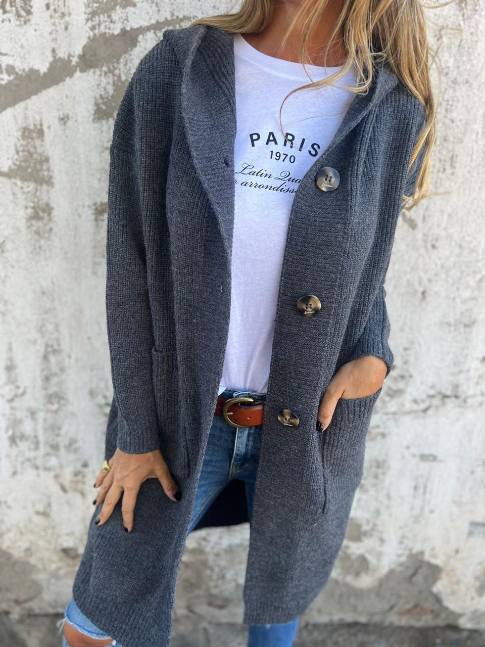 Frida | Elegante cardigan lungo in maglia