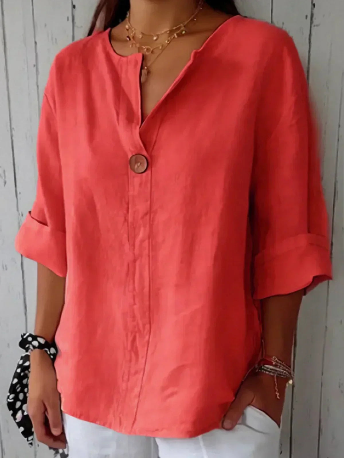 Marisa | Blusa in Lino con Scollo a V