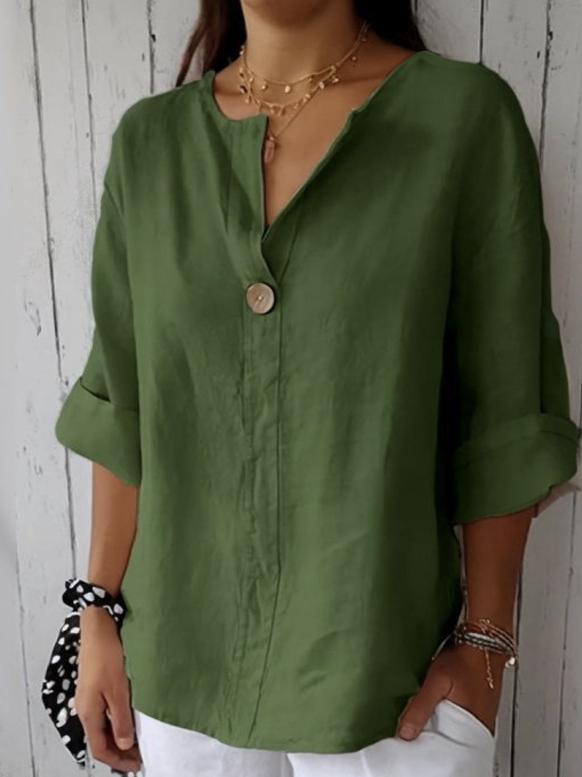 Marisa | Blusa in Lino con Scollo a V