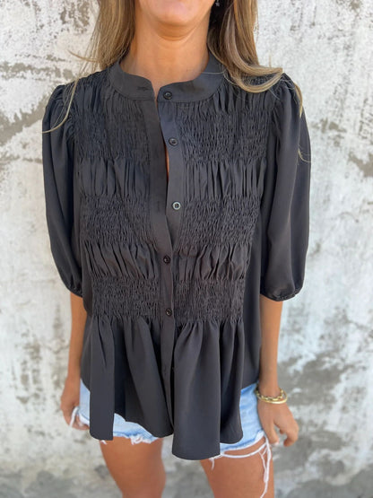Martina | Blusa plissettata con chiusura a bottoni