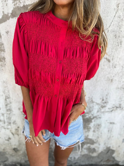 Martina | Blusa plissettata con chiusura a bottoni