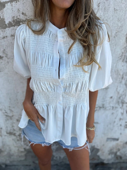 Martina | Blusa plissettata con chiusura a bottoni