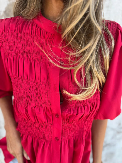 Martina | Blusa plissettata con chiusura a bottoni
