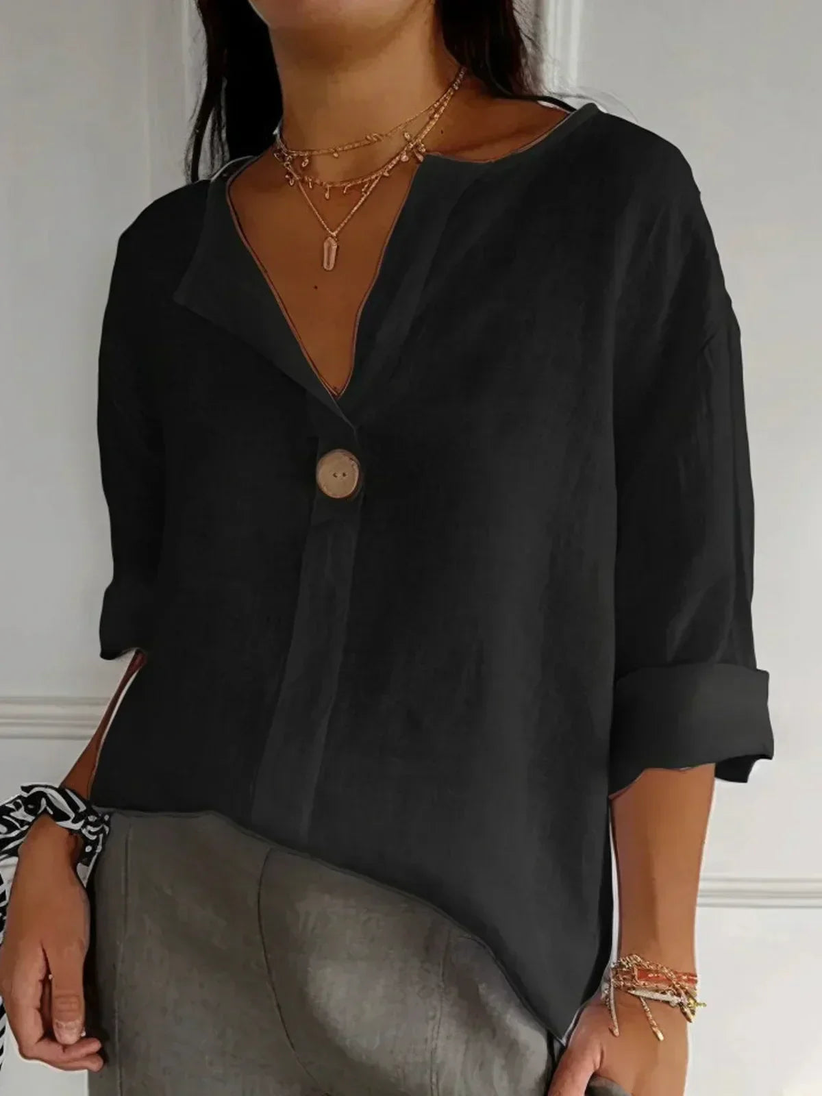 Marisa | Blusa in Lino con Scollo a V