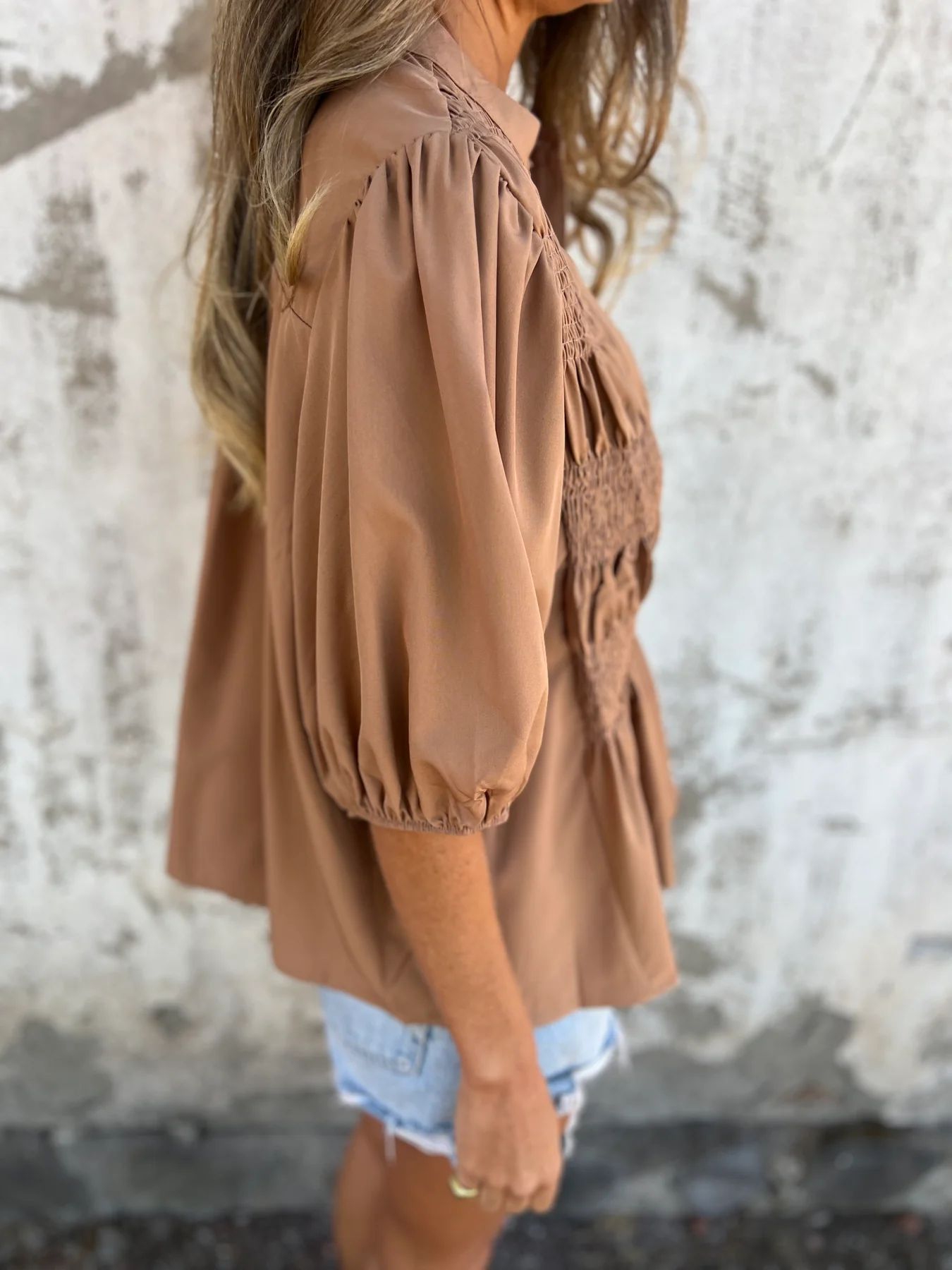 Martina | Blusa plissettata con chiusura a bottoni