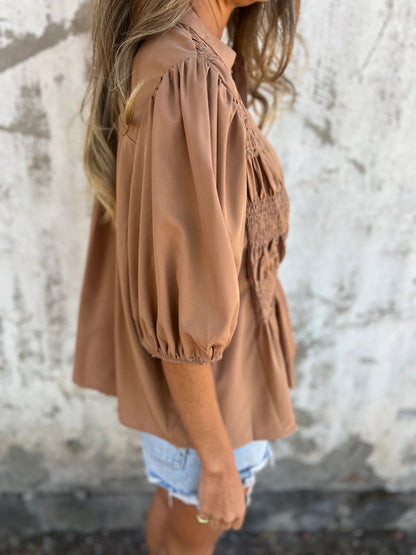 Martina | Blusa plissettata con chiusura a bottoni