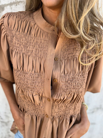 Martina | Blusa plissettata con chiusura a bottoni