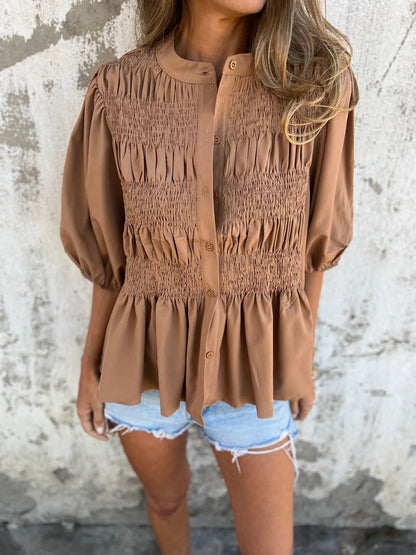 Martina | Blusa plissettata con chiusura a bottoni