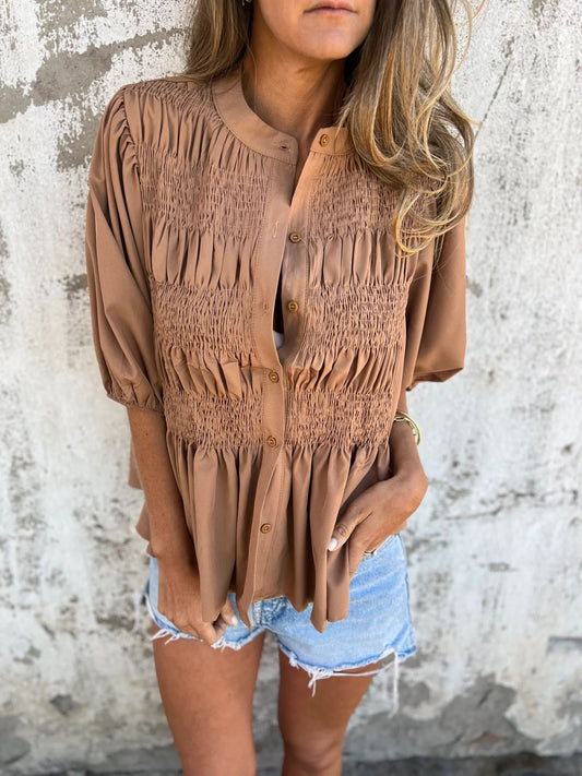 Martina | Blusa plissettata con chiusura a bottoni