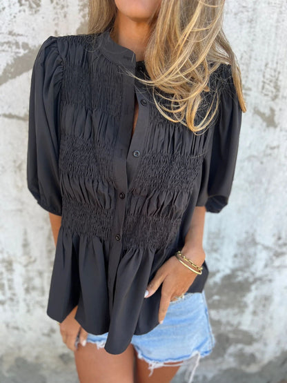 Martina | Blusa plissettata con chiusura a bottoni