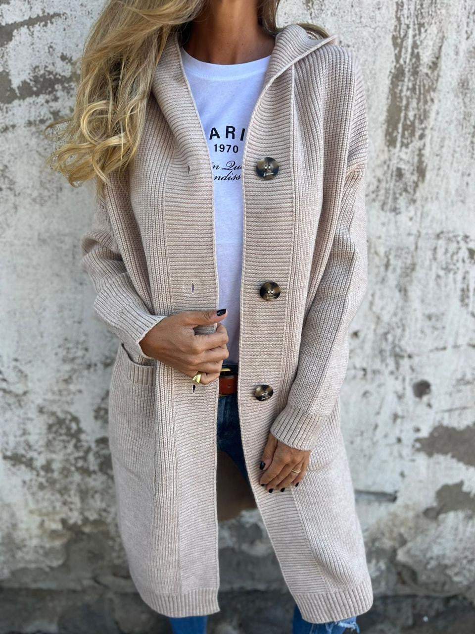Frida | Elegante cardigan lungo in maglia